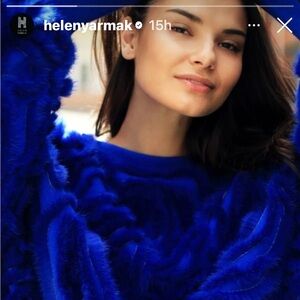 Sheared MINK Knitted Vest w generous hood & pockets by Helen Yarmak. Fur is back